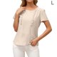 thumbnail image 1 of Camiseta de mujer Verano Cuello redondo Manga corta Casual Top suelto, Albaricoque, L Eigraketly AP001321-15, 1 of 7