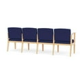 thumbnail image 3 of Amherst Wood Reception Waiting Room 4-Seat Chair / Natural Wood / Blue, 3 of 5