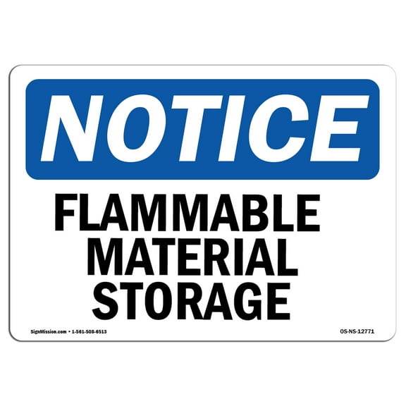 OSHA Notice Sign - Flammable Material Storage | Plastic Sign | Protect Your Business, Construction Site, Warehouse & Shop Area |  Made in the USA