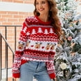 thumbnail image 3 of SOMER Women's Christmas Sweater Reindeer Xmas Tree Snowflake Festival Ugly Knit Sweater Holiday Long Sleeve Elk Pullover, 3 of 6