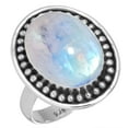 thumbnail image 1 of 925 Sterling Silver Ring For Women - Teens White Natural Rainbow Moonstone Gemstone Silver Ring June Birthstone Handmade Silver Ring Size 11 Christmas - Gift For Ladies 925 Silver Gemstone Jewelry, 1 of 6