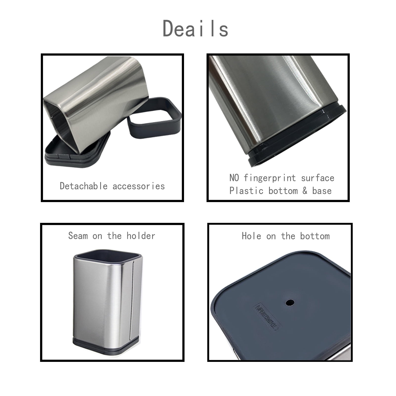 2PC Stainless Steel Kitchen Utensil Holder Caddy, Square Utensil Organizer, 4L X 4W X 6.7H