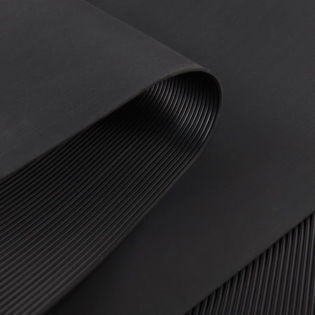 Black Rib Pattern Rubber Mat Indoor Outdoor Heavy Duty Non-Slip Mat Protection 36"W