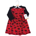 thumbnail image 2 of Hudson Baby - Conjunto De Vestido Y Cárdigan De Algodón Para Niña, Diseño De Oso De Alce Rojo, 3 Niños Pequeños, 2 of 3