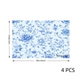 thumbnail image 4 of Amarainy Blue Floral Pattern Linen Table Mats Set of 4 for Home Kitchen Table Decor 12x18 inch, 4 of 5