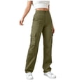 thumbnail image 2 of Pantalones Cargo Mujer Pierna Ancha Elástico Talle Alto Ligero Pantalones De Senderismo Casual Holgado Moda Ropa De Calle Y2k Trajes, 2 of 7