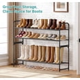 thumbnail image 5 of Long 2 Tier Shoe Rack for Closet Metal Wide Stackable Shoe Storage Organizer for Entryway, Bedroom, Floor, 18-Pairs Low Shoe Shelf, Black, 5 of 7