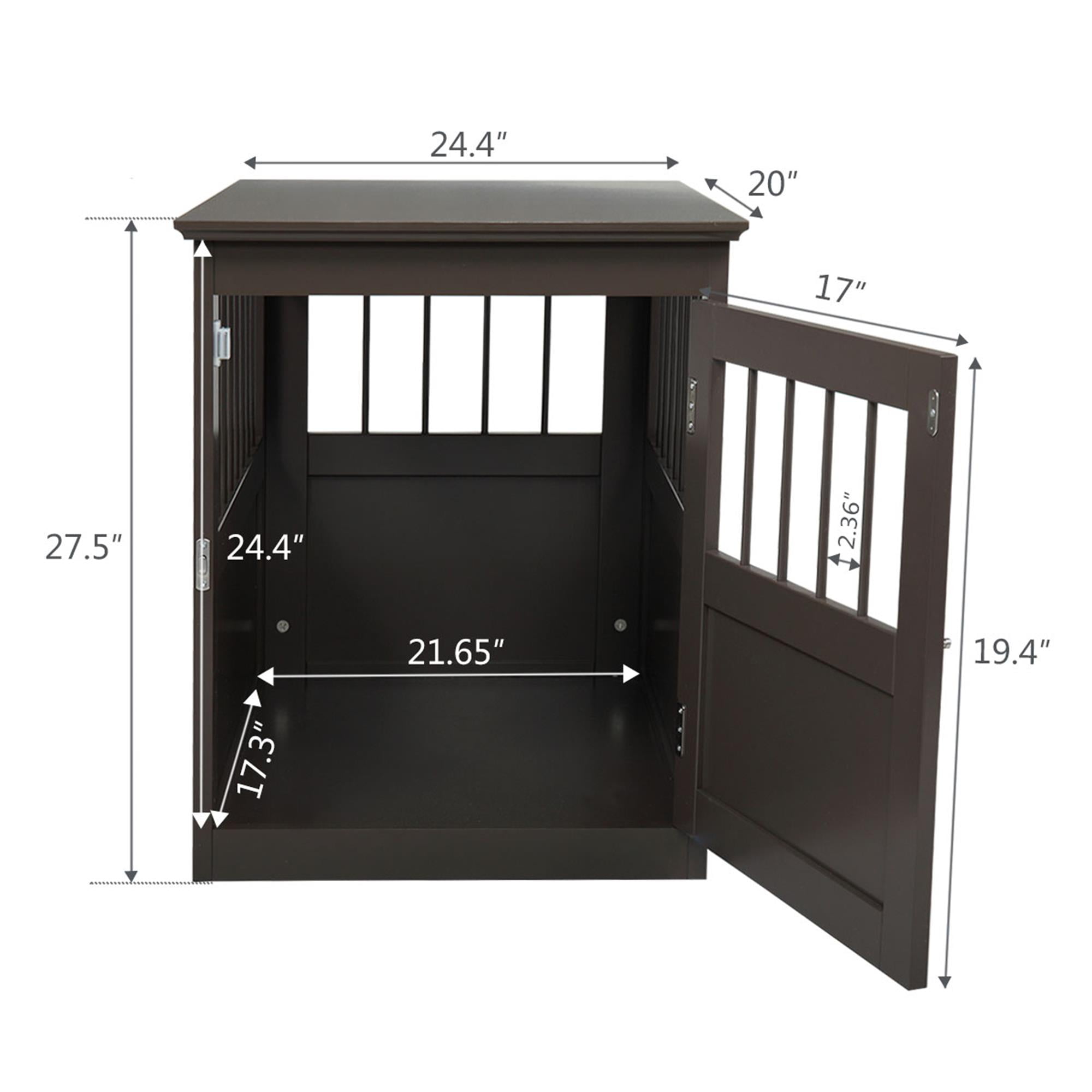 Pefilos 27" Dog Crates for Small and Medium Dogs, Wooden Dog Cage Furniture Table, Dog Kennel for Indoor, Dog House with Side Slats, Brown Pefilos 27" Dog Crates for Small and Medium Dogs, Wooden Dog Cage Furniture Table, Dog Kennel for Indoor, Dog House with Side Slats, Brown