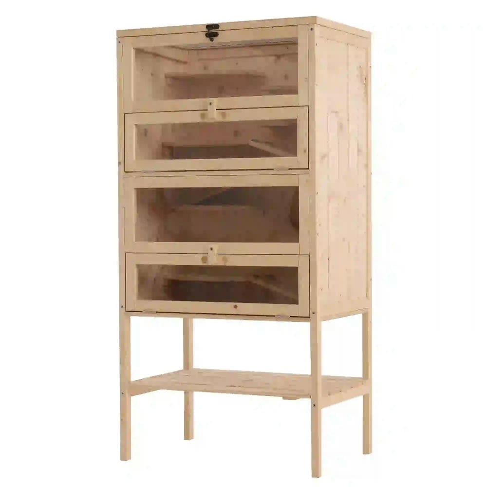 YYAo Hamster Cage, Guinea Pig Cages Mice and Rat Habitat,5-Tier Wooden Hamster Cage Mice Habitat Rat Habitat with Openable Top, Front Door and Storage Shelf