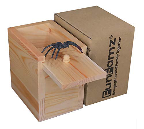 Funny Wooden Prank Spider Scare Box Hidden in Case Trick Play Joke Gag Toy & Hot 
