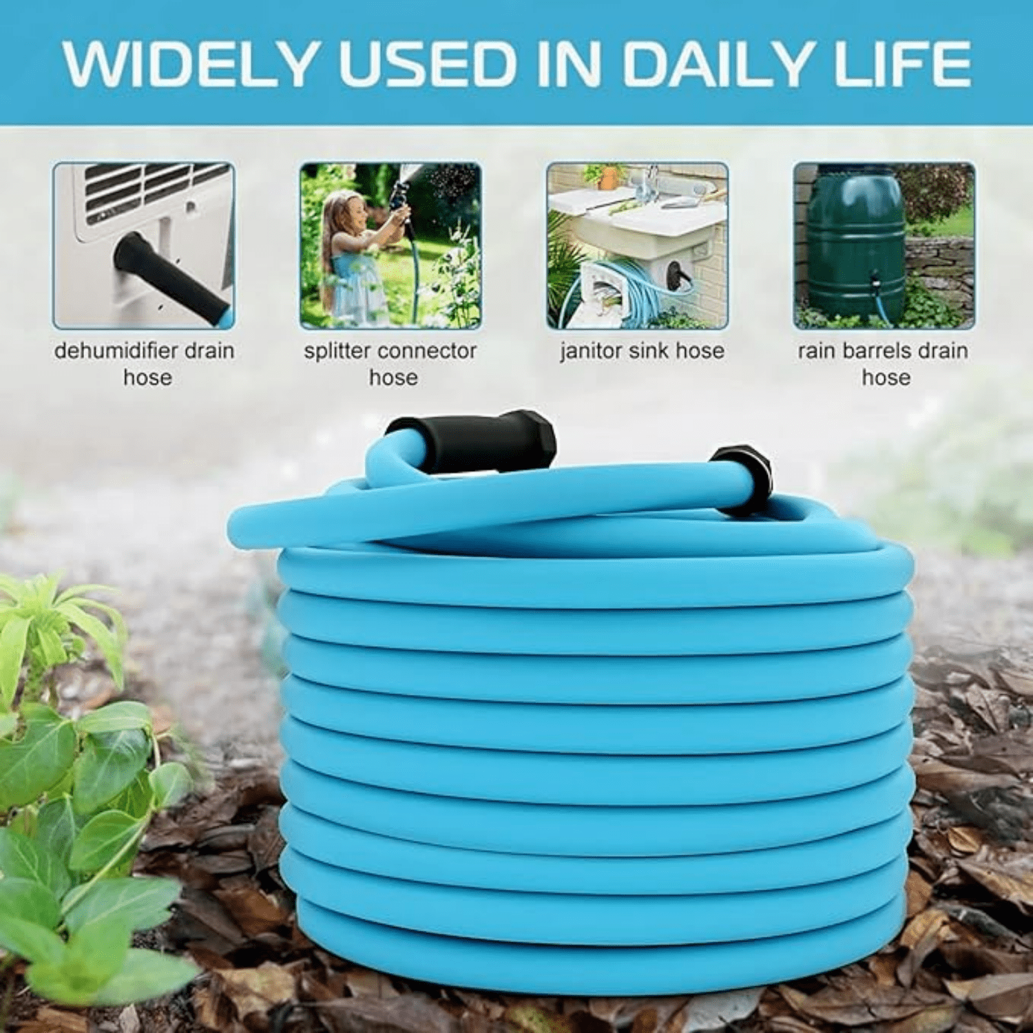 100FT RV Water Hose,5/8” Drinking Water Hose Lead-free, 3/4" Solid Aluminum Fittings-No Leak,Garden hose Extender/Hose Reel Connector with Adjustable Twist Hose Nozzle For RV/Trailer/Camping/Truck