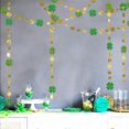 thumbnail image 5 of weibbin Green Shamrock Garland St Patricks Day Decorations - 4 Leaf Clover Glitter St Paddy's Day Garland Hanging Streamers for St. Patrick's Day Irish Party Supplies and Spring Decor, 5 of 6