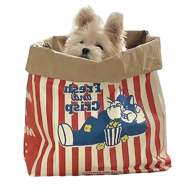 Rompecabezas de bolsas de papel de palomitas de maíz y gatos domésticos con papel Kraft, divertidos gatos descomprimidos y como se muestra, como se muestra