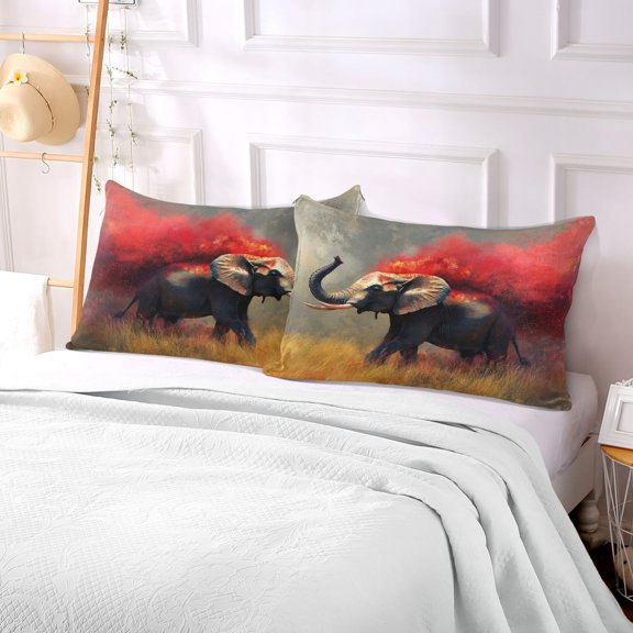 Pillow Case Plush Pillow Elephant Running Painting Case standard size/King size/Queen size Bed Pillow Pillowcases