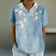 thumbnail image 2 of Casual Tops for Women Trendy Summer Floral Print Blouses for Women Womens T Shirts Casual V Neck, 2 of 5