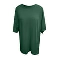 thumbnail image 3 of Cotton Basic T Shirts for Women, Crew Neck Short Sleeve Shirts Solid Loose Fit Tshirt (Green B), 3 of 3