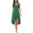 thumbnail image 1 of Robes d'Été pour Femmes Sans Manches Débardeur Robe Soleil Portefeuille Col en V Plissée Ourlet Haut-Bas Robe Midi avec Poches TG Vert, 1 of 6
