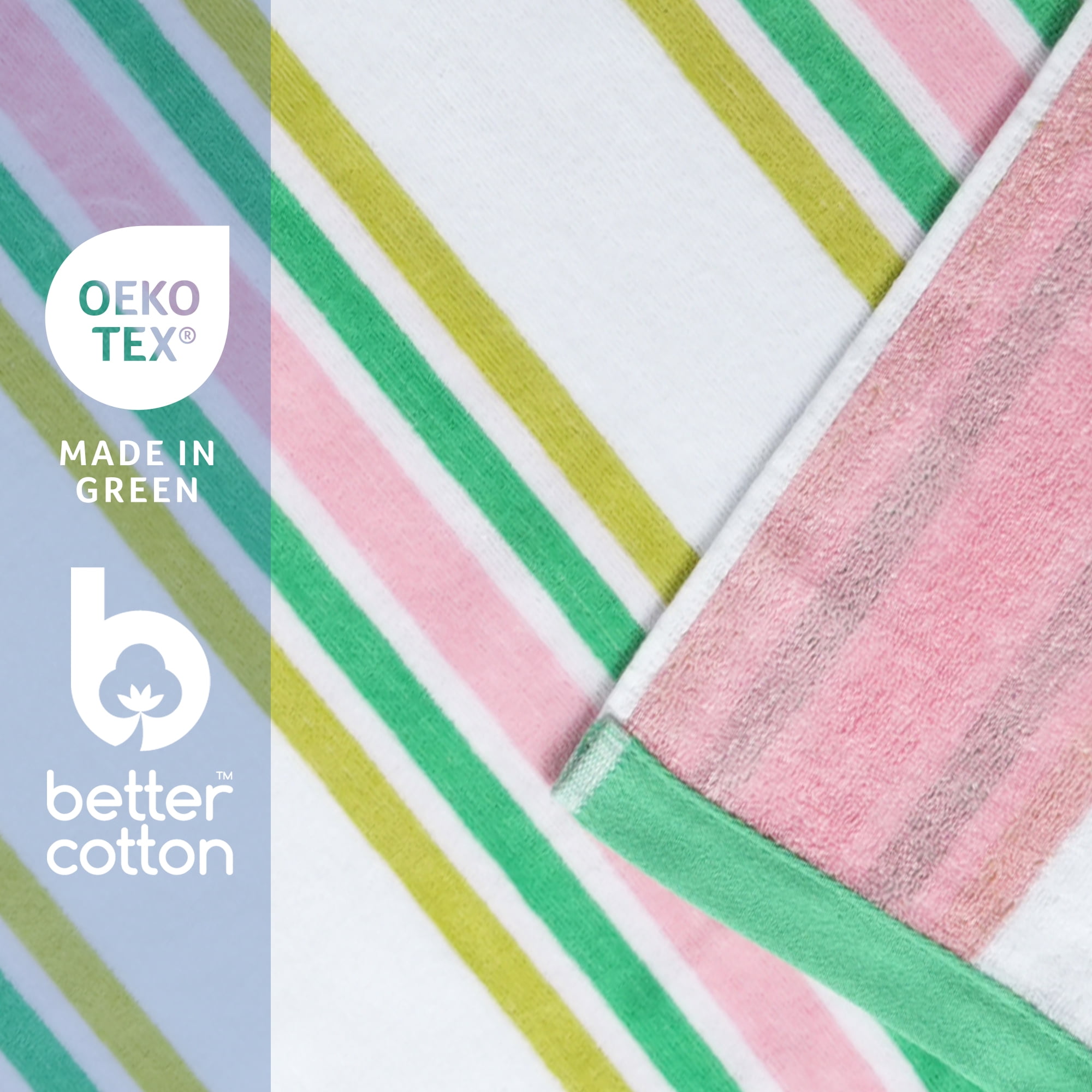 Better Homes & Gardens Cabana Stripe Oversized Beach Towel, 72" x 38", Pink
