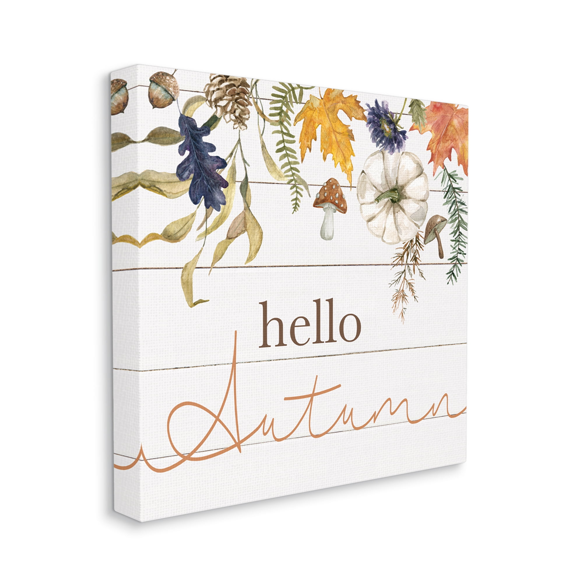 Stupell Industries Hello Autumn Botanicals Botanical & Floral Painting Gallery Wrapped Canvas Art Print Wall Art, 24 x 24