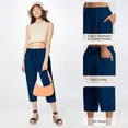 thumbnail image 6 of JJHGVB Cotton Linen Capris for Women Dress Shorts for Linen Shorts Beach Cropped Trousers Wide Leg Capri High Waisted Pleated Linen Bermuda Shorts for Women Pedal Pushers for Women Dark Blue 3XL, 6 of 9