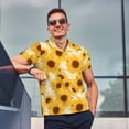 thumbnail image 5 of Cauagu Vintage Marble Pattern Sunflower Print Men's Polo Shirts, Short-Sleeve Polo Shirts for Men Performance Golf Shirt Athletic Casual Collared T-Shirt-4X-Large, 5 of 8