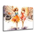 thumbnail image 2 of Two Women In Vibrant Dresses Sprint Through A City Street Watercolor Painting Canvas Poster Bedroom Decor Sports Landscape Office Room Decor Gift,Frame-style,12x18inch(30x45cm), 2 of 8