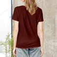 thumbnail image 4 of NAMTYQX Shirts for Women Plus Size Pattern Cute Comfy Gemustertes Crewneck Stretch Short Sleeve Cool Summer Blouses for Women 2025 Wine Size 2XL, 4 of 5