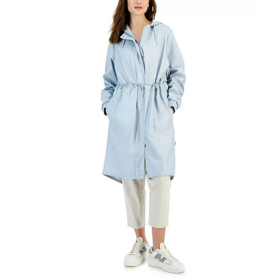 Rains Women's String Hooded Drawstring-Waist Parka Size Large L