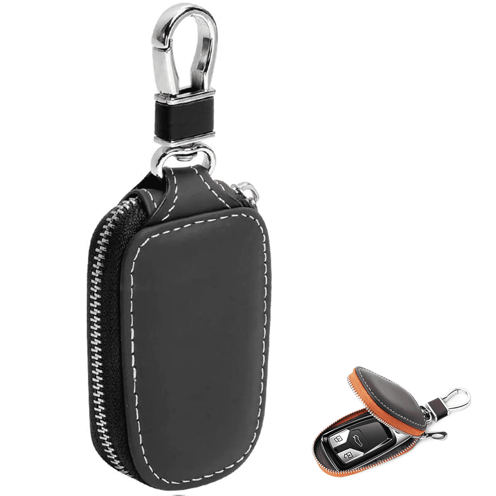 SHERCHPRY Car Key Holder 2pcs Bag Clasp Remote Auto Black Fob Closure  Leather Cover Portable Wallet with Zipper Key Car Waist Keyring Genuine  Hanging