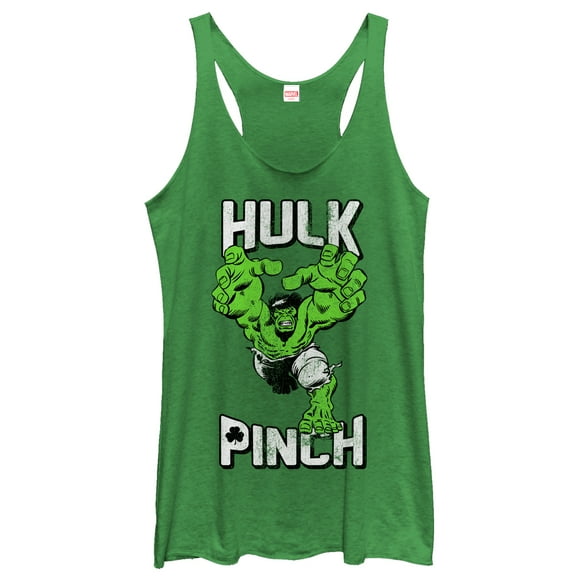 Women's Marvel St. Patrick's Day Hulk Pinch  Racerback Tank Top Envy Green Medium