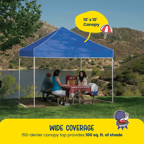 Open Box Z-Shade 10x10 ft Everest Instant Canopy Camping Patio Shelter, Blue
