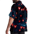 thumbnail image 3 of Valentine's Day Love ECG Men's Short Sleeve Poplin Beach Shirts, Casual Printed Button Down Summer Hawaiian Shirt - Unisex, 3 of 6