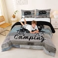 thumbnail image 3 of Catabedysis Rustic Camping Full Size Comforter Sets,Camper Silhouette Print Bedding Comforter Set For Boys,Multicolor,Black Reversible,3 Pieces,1 Comforter and 2 Pillowcases, 3 of 7