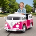 thumbnail image 2 of Costway Licensed Volkswagen Ride-on Bus with Cup Holder, LED Headlights, Music & Horn Pink, 2 of 10