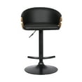 thumbnail image 6 of Solstice Adjustable Black Faux Leather Swivel Barstool With Black Powder Coated Finish and Gold Accents, 6 of 8