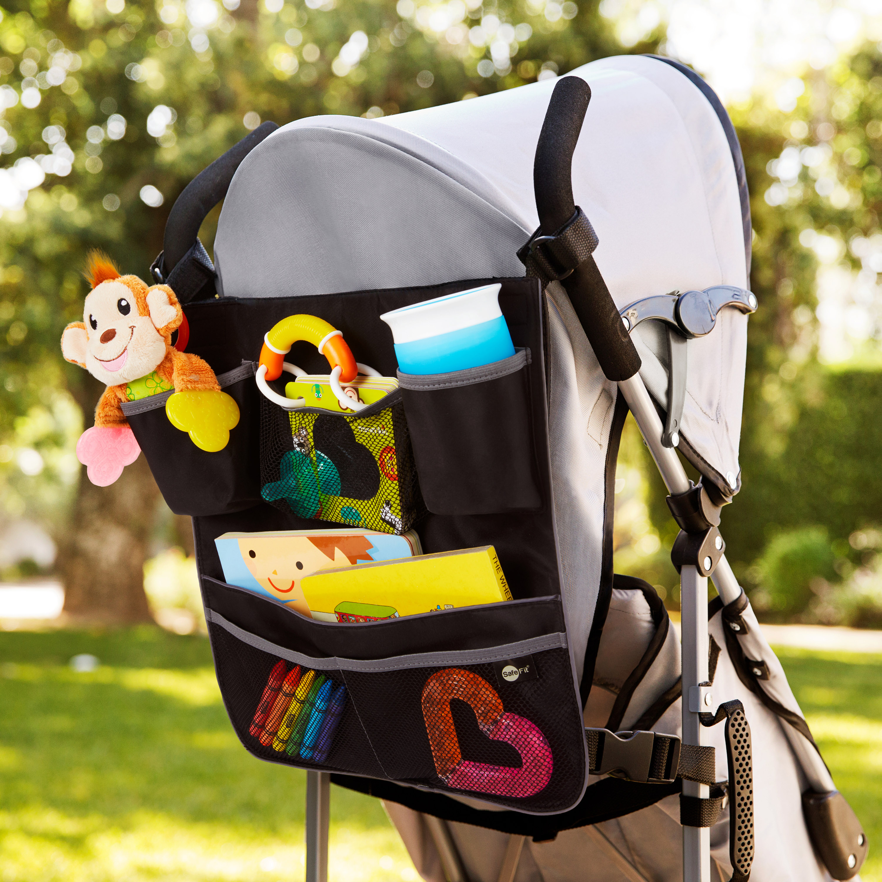 SafeFit® Infant and Toddler Car Backseat and Stroller Organizer, Black, Unisex - image 4 of 6