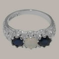 thumbnail image 4 of LBG British Made 10k White Gold Natural Opal & Sapphire Womens Anniversary Ring - 33 size options - Size 8.75, 4 of 7