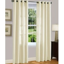 1 PANEL MIRA  SOLID IVORY BEIGE SEMI SHEER WINDOW FAUX SILK ANTIQUE BRONZE GROMMETS CURTAIN DRAPES 55 WIDE X 95" LENGTH