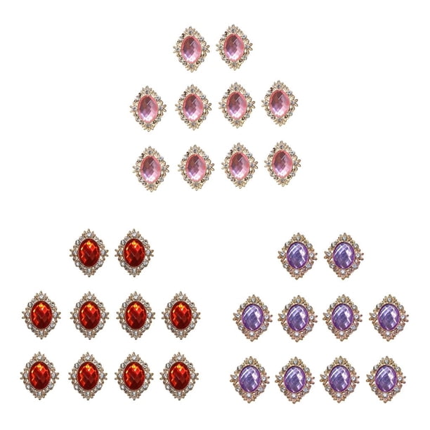 30 botones acrílicos con parte trasera plana para decorar vestidos, diademas y tarjetas. Rosa Púrpura Rojo