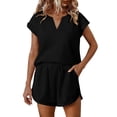 thumbnail image 3 of Axiiglly Womens 2 Piece Outfits Casual Plus Size Sets for Women Summer V Neck Short Sleeve Shirts Workout Shorts, Gifts for Women S-3XL, 3 of 8