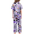 thumbnail image 7 of JAJAHO Halloween Kids Pajamas Set Boys Girls Satin 3 Piece Short Sleeve Sleepwear With Pants And Shorts 3-13Y, 7 of 7