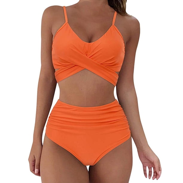 WILLBEST Traje de Baño Para Mujer, Conjunto de Bikini Para Mujer, Traje de Baño de Cintura Alta Con Estampado de Leopardo, Push Up, Traje de Baño Sexy, Conjunto de Tankinis