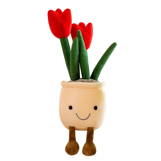 Muñeca de peluche con dibujos animados de tulipanes, 38 cm