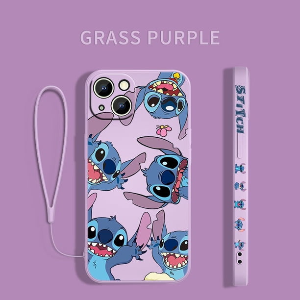 Funda de Disney Stitch The Baby para Apple iPhone 14, 13, 12, 11 Pro Max, mini, XS, XR, X, 8, 7, 6S, 6 Plus, funda de teléfono líquida con cuerda izquierda Fivean unisex