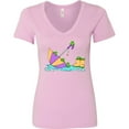 thumbnail image 3 of Inktastic Cute Frogs in a Umbrella with Boots Women's V-Neck T-Shirt, 3 of 5