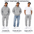 thumbnail image 2 of GINGTTO Men's Textured Sweatsuit Set, Pullover Hoodie and Joggers, 2-Piece, Gray, L, 2 of 10