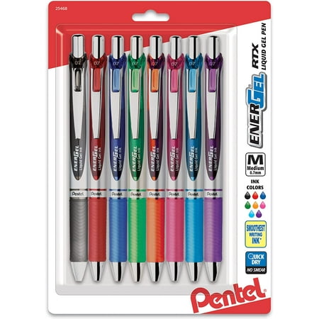 Pentel Energel Rtx Retractable Liquid Gel Pen Medium Line Metal Tip Assorted Ink 8 Pack Bl77bp8m Walmart Canada