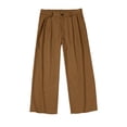 thumbnail image 4 of Domuza Wide Leg Pants for Men Linen Elastic Waisted Office Work Trousers Pant Business Casual Outfits Brown 2XL, 4 of 4