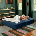 thumbnail image 4 of Jaxx Zipline Convertible Sleeper Loveseat & Ottomans, Textured Microvelvet - Indigo, 4 of 7
