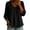 Black, variant on Women's Ruffled Peter Pan Collar Tops Preppy Casual Front Gathered Pleats 3/4 Balloon Puff Sleeve Blouses Lightweight Soft Cotton Linen Solid Color Shirts XXL